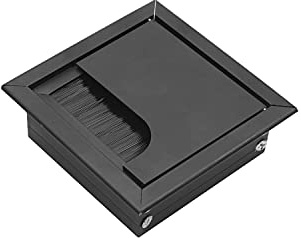 MroMax Cable Hole Cover, 80 x 80mm Aluminum Alloy Desk Grommet Square Cable Outlet Insert for Wire Organizer Black 1Pcs