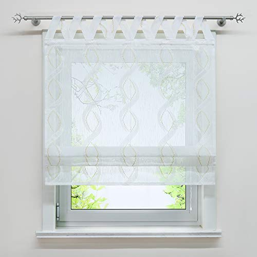 Joyswahl Garn Raffrollo halbtransparente Raffgardine mit Landhausstil »Anouk« Wohnzimmer Schals mit V-Schlaufen BxH 120x140cm 1er Pack