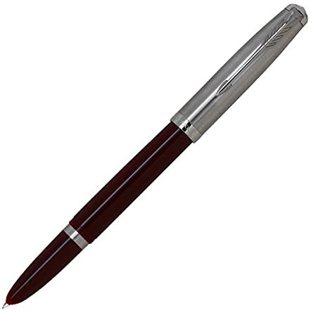PARKER 2123499 Official Parker 51 Fountain Pen, F Fine Point, Luxury Brand, Gift, Burgundy CT with Converter Tip, Stainless Steel, Palladium Finish, Genuine Import