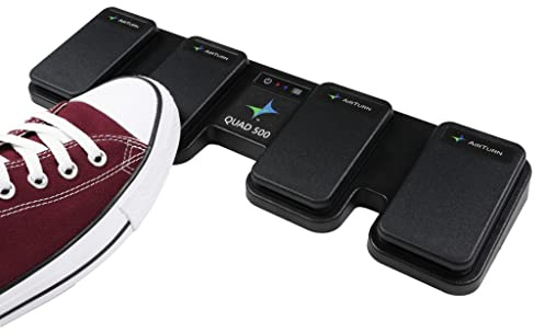 AirTurn QUAD500 Silent Bluetooth Pedal Page Turner Teleprompt Live Stream App Controller