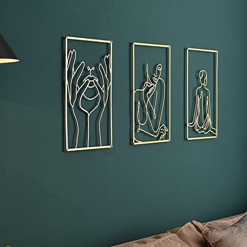 Kos Design Wanddeko Metall - Gold wohnzimmer wanddekoration , weibliche metallbilder kunst für die wand , living room decorations wandschmuck