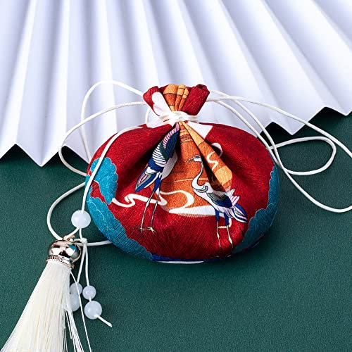 qbodp 4 Stück Duftsäckchen Säckchen Für Schubladen Und Schränke,Chinesische Tradition,Vintage-Beutel,Kordelzug,Geschenkbeutel,Leerer Duftbeutel Mit Quaste