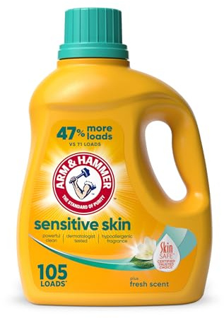 ARM & HAMMER Sensitive Skin Liquid Laundry Detergent, Fresh Scent, 105 fl oz, 105 Loads