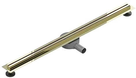 Duschrinne mit schwenkbarem Siphon gold 90 | Bodenablauf Siphon mit Geruchsstop | Befliesbar | Badezimmer Duschablauf sehr flach | Edelstahl | Abmessungen 60, 70, 80, 90, 100, 110, 120
