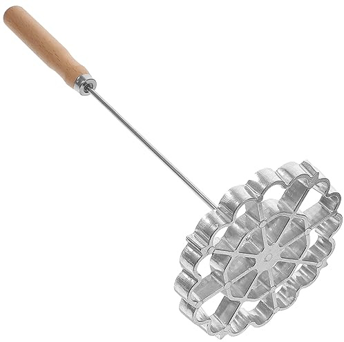 Kichvoe Bunuelos Mold with Handle - Aluminum Alloy Waffle Rosettes Molds -12 Inch Detachable Rosette Iron Frying Snack Spoon Set for Kitchen Baking