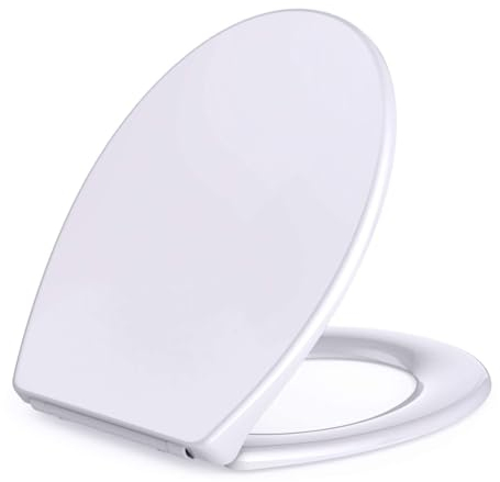 Tavoletta WC, Sedile WC, Copriwater Universali, Chiusura Ammortizzata Tavoletta WC Universale, Coperchio Water Rapido Montaggio Forma O, Facile da Pulire, Materiale Antibatterico Bianco Copri Water WC