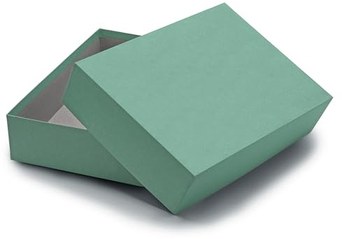 NEUSER PAPIER Geschenkbox mit Deckel DIN A4 – Aufbewahrungsbox Karton Eukalyptus Kraftpapier bezogen – Geschenkkarton Schachtel stapelbar 302 x 213 x 70 mm, 1 Stück