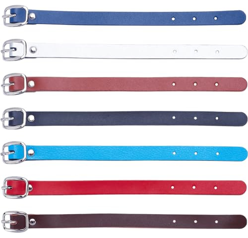 GORGECRAFT 7 Couleurs 205mm Sangles D'Étrier en Cuir de Vache Véritable Sangle de Bagage Étiquettes de Bagage Ceintures de Rechange à Longueur Réglable avec Boucle en Métal Bracelet de Montre