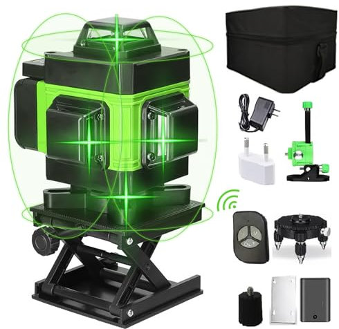 Kreuzlinienlaser, 3x360 Grad Grün Selbstnivellierend Laser Wasserwaage, 3D/4D 8/12/16 Linienlaser 3° Selbstnivellierung Laser Level Laserebene Laser Wasserwaage, IP54 wasserdicht (8 Zeilen)