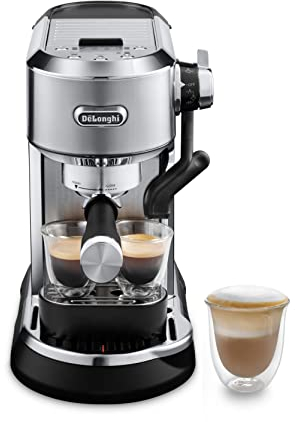 De'Longhi Dedica Maestro Plus EC950.M, Compact Coffee Machine with Automatic Steam Wand, Barista Pump Espresso Machine, Auto Latte Art Technology, Coffee and Cappuccino Maker, 1450W, Grey