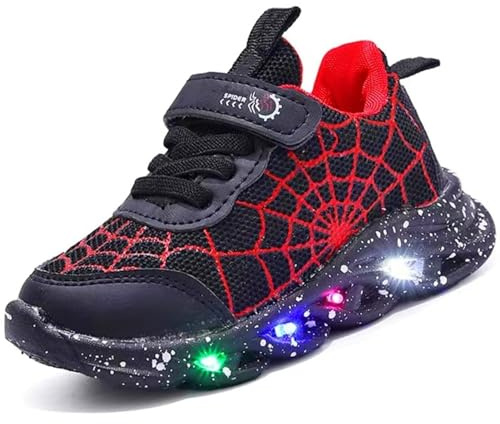 Vorkhuaeri Chaussures Lumineuses pour Garçons et Filles, Baskets de Marche LED Enfants, Baskets Clignotantes Mode, Chaussures Course Athlétiques (26,A-Black)