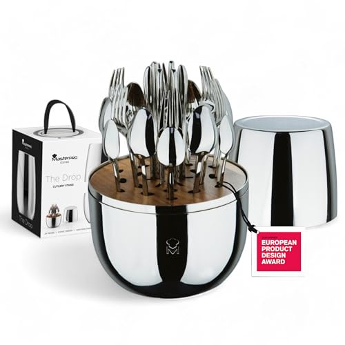 MasterPRO The Drop - Service de Couverts Design 24 pièces en Acier Inoxydable - Elégant, Durable et Multifonctionnel - Idée (Noël, Pâques, Mariage) - Boîte Cadeau Incluse