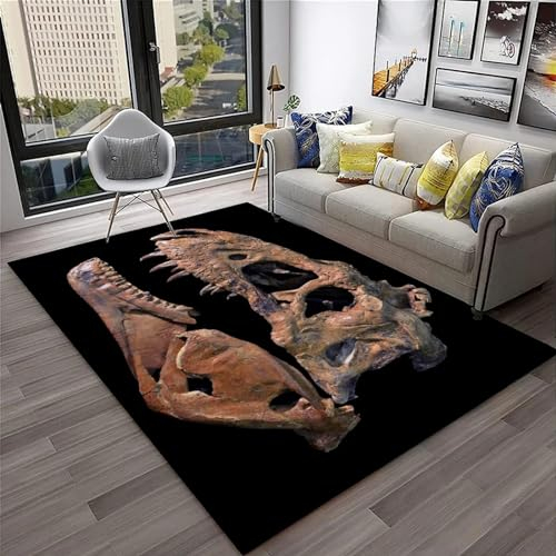 Dinosaurier-Tierfossilien Teppich Kinderteppich Wohnzimmerteppich Schlafzimmerteppich 3D-Gedruckter Superweicher Flanellteppich -Polyester-Soft-Touch, 200 X 300 cm - Weich ， Schmutzabweisend -3N7U4U5