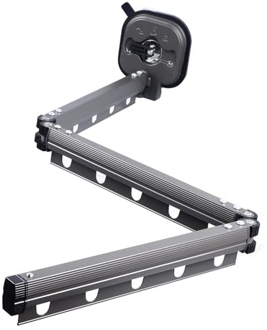 Yechiry Ausziehbarer Wäscheständer aus Aluminium, an der Wand Montierter Kleiderbügel, Fensterglas, Marmor, Badezimmer, Balkon, Schlafsaal (Dreifach gefaltetes Grau)