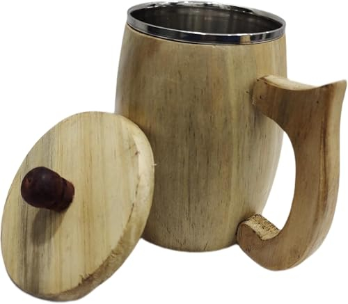 NAVIROCK Antico boccale da birra in legno boccale Stein Tazze da tè fatti a mano groomsmen bere tazza da caffè piccola tazza da campeggio in legno birra tazza da tè bere portatile amici di nozze
