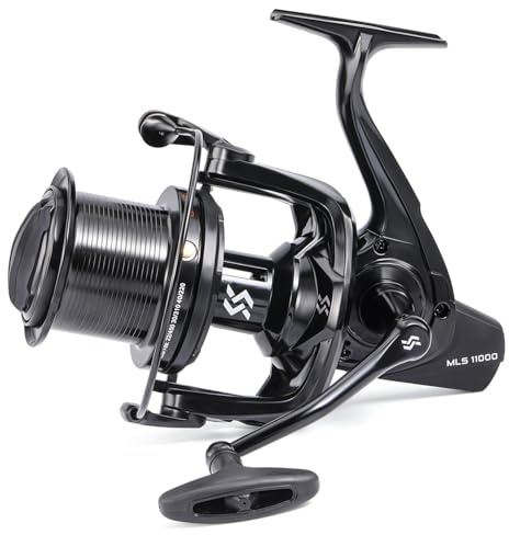 Sougayilang Moulinet de pêche au surf, 13 + 1BB en acier inoxydable, série 11000/12000 super puissant, bobine de capacité de ligne surdimensionnée pour moulinet de pêche à la carpe en eau salée/eau