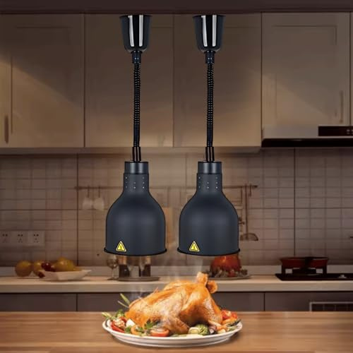 Aocay Lampada Riscaldante per Alimenti, 60-180cm Altezza Regolabile | Sospeso Lampade Scaldavivande Cucina 19 cm/25 cm, Lampade Riscaldanti per Cucina, Ristoranti, Hotel a Buffet