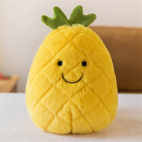 champracer Plüschtier Stofftier Obst Plüschtier Plüschkissen Spielzeug, Kissen Puppe Wurfkissen, Schmusetier Geschenk für Kinder Mädchen Jungen (25 cm,Ananas)