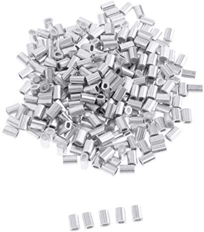 Timcryxient Confezione da 100 manicotti a crimpare in alluminio a doppia canna, 0,8 mm