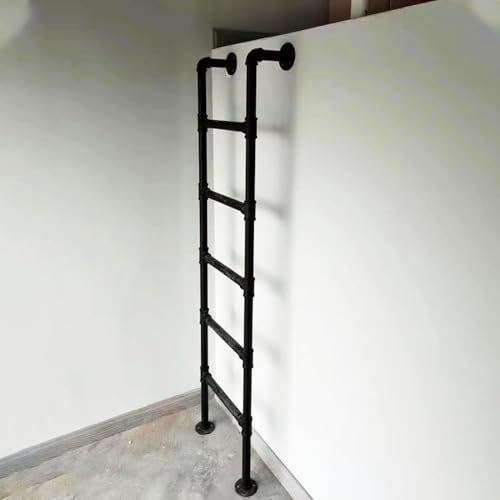 Metallleiter für Fenster, Brunnenleiter, Wandmontage, für Innen-Etagenbett, Außenbereich, Feuerleiter, 100 cm, Schwarz