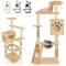JUPPLIES Árbol Rascador para Gatos 141 cm – Torre de Actividades con 5 Plataformas, 2 Nidos, 1 Casa, Postes de Sisal y Base Estable 50 × 40 cm – Castillo de Madera para Hogares con Gatos