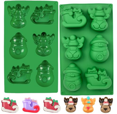 YUNYU 2Pcs Christmas Chocolate Moulds - Silicone Moulds for Chocolates, Candies, Jellies & Cakes - Snowman & Christmas Stockings Designs