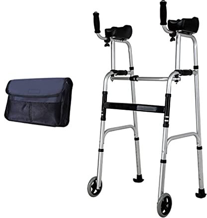 sjdoPulse Klappbarer Rollator, Deluxe-Klapp-Gehhilfe Mit Zwei Knöpfen, Aufrechter Gehwagen, Gehhilfe Mit 2 Rädern, Leicht Und Tragbar, Für Ältere Menschen, Fußgänger, Material: Aluminiumlegi