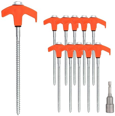 BOOSHMall 10 Stück Drehbare Zeltheringe mit Gewinde, Schraubheringe, Felsboden-Erdnägel für Camping und Outdoor, Robust & Stark