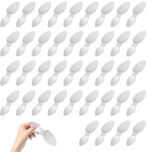 Double Sided Plastic Medicine Spoon Set - 40 PCS 5ml/2.5ml for Milk, Coffee, Grain and Washing Powder, Reusable (White)