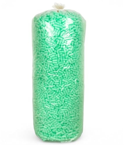 Confezione da 250 litri di gesso verde – Materiale di riempimento speciale – Imbottitura in amido di mais – Materiale di riempimento per pacchetti – Materiale di imballaggio bio – Imballaggio