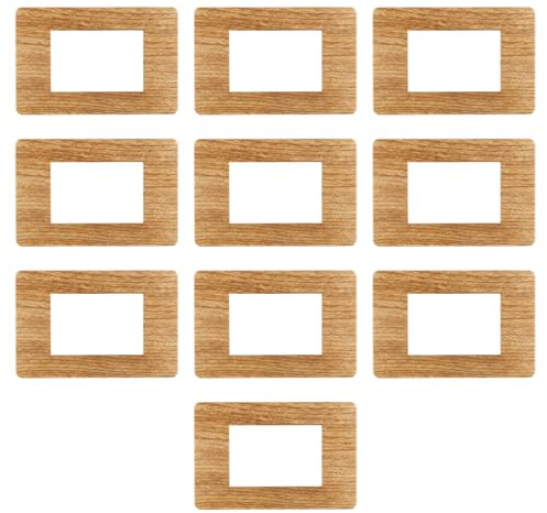 10 Placche, 3 moduli/posti, Compatibile Con Vimar Plana, colore legno scuro, Placche In plastica di alta qualità, 100% compatibile con i supporti e i moduli originali