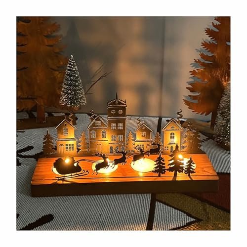 Kerzenhalter aus schwarzem Holz, Eisen, Kerzenhalter für Weihnachten, Kerzenhalter, dekorativer Kandelaber, perfekt für Terrasse, Esstisch, Schreibtisch, Party, Heimdekoration, Einweihungsgeschenk