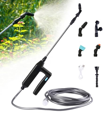 Pulverizador a presión con batería de 3 velocidades de pulverización, 7.4V Pulverizador eléctrico más potente para plantas, 4 boquillas ajustables Pulverizador eléctrico a presión, sin tanque de agua