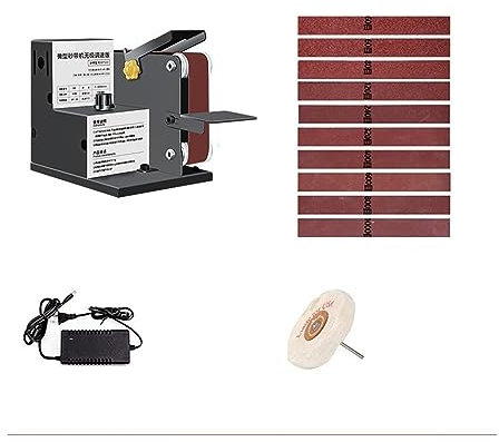 Amoladora de banco, Mini lijadora de banda eléctrica de 350W, regulación de velocidad continua, máquina pulidora de Metal y piedra, afiladora cortadora,Alta potencia(A)
