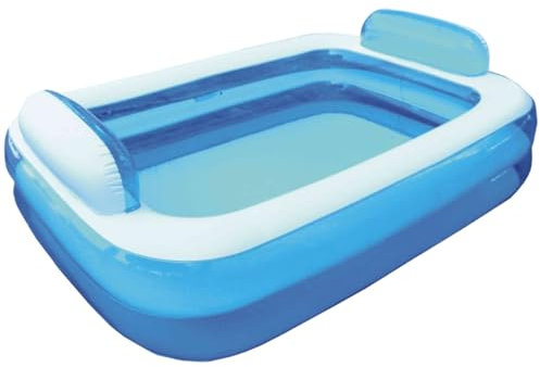 Sicignano | Piscina hinchable rectangular para niños +3 años – PVC resistente, válvula desagüe rápido, kit de reparación incluido (azul, 266 x 175 x 50 cm)