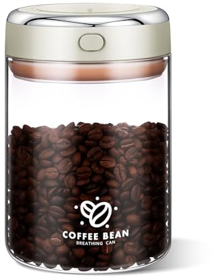 MICHIHOMIE Kaffeedose Luftdicht Glas, 1.1L Kaffeebohnen Behälter | Mit Auslassventil und Datumsanzeige, Transparent Kaffeebohnen Aufbewahrung für Kaffeebohnen, Nüsse, Kakao, Teeblätter