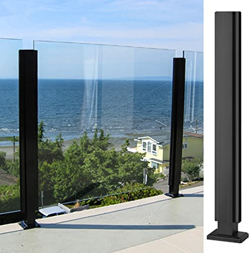 Poteau de balustrade en verre et acier inoxydable noir pour terrasses extérieures, système de balustrade au sol, connecteur de balcon moderne pour couloirs et plateformes