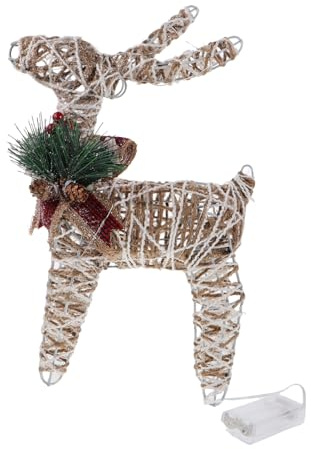 Cabilock Leuchtendes Rentier mit Led-Beleuchtung Hohe Eisenfigur für Innen und Außendekoration Tisch und Gartendekoration Weihnachtsdeko mit Seilakzenten