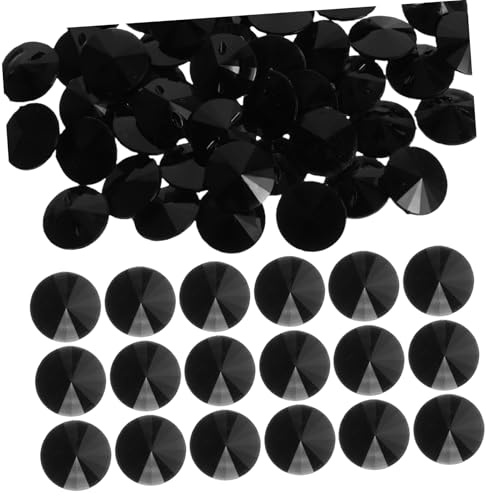 GALPADA 50pcs Black Acrylic Crystal Rhinestone Flatback Buttons 15mm for Sewing Clothing Embellishment on Shirts Sweaters Cardigans Craft DIY