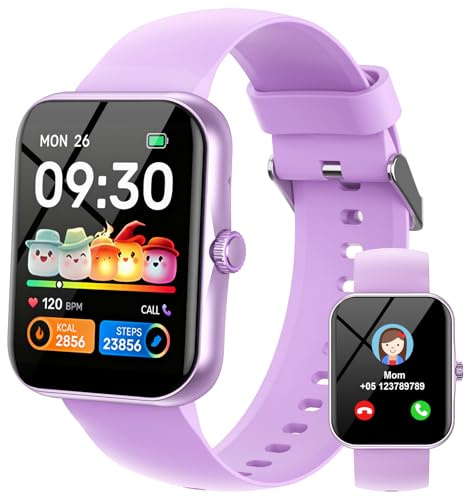 Fitness Tracker Montre Connectée Enfant, 1,83 HD Montre Intelligente pour Garçon Fille IP68 Étanche avec 120+ Modes Sport Cardiofrequencemètre Podomètre Réveil Jeux pour Ados 4-16 Ans Cadeau, Violet