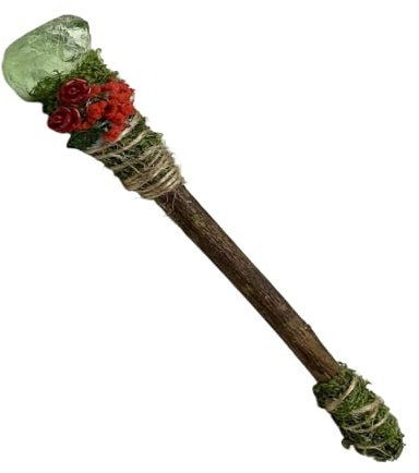 Generisk kristall häxstav – 16 cm natursten ritualt verktyg | Cosplay spådom, meditation | kristallträdekoration, hedniskt altare, andlig energi