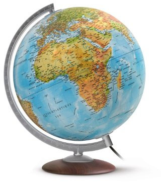 Mappamondo luminoso con rilievo, diam. 30 cm, mod. Medium, colore: azzurro