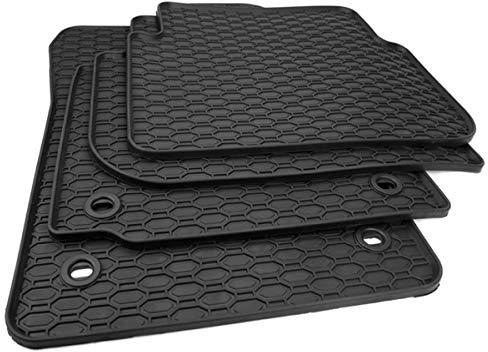 Gummimatten Kompatibel mit Touran (1T) Fußmatten Allwetter oval Drehknebel | Automatten in Premium Qualität kompatibel mit Touran I von Baujahr 2003-2015 100% passgenau im Waben Design 4-teilig schwarz