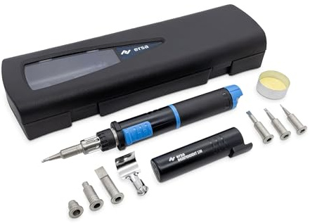 ERSA Independent 130 PROFI-Set Gaslötkolben 130W Temperatur bis 580 °C inkl. 4 Lötspitzen 2 Düsen 1300 °C Glühmesser Transportbox Ablagebügel - mobile Lötkolben Power