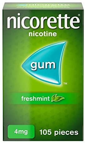 Nicorette Freshmint 4mg Gum (105 Pieces), Discreet Stop Smoking and Stop Vaping Aid to Help you Quit For Good, Tackle Cravings and Withdrawal Symptoms, Freshmint Nicotine Gum (Quit Smoking or Vaping)