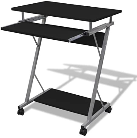 vidaXL Scrivania per Computer con Ripiano Estraibile Finitura Nera Tavolo PC
