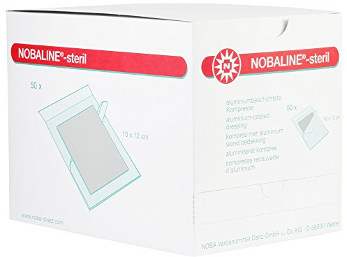 50 x NOBALINE steril Aluminiumbeschichtete Wundkompresse, Größen:10.0 cm x 12.0 cm