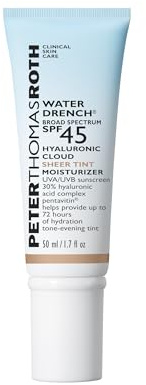 Peter Thomas Roth | Water Drench Hyaluronic Cloud Sheer Tint Moisturizer Broad Spectrum SPF 45, Hydrating Tinted SPF Moisturizer, Adaptable Sheer Tint, For All Skin Tones and Types