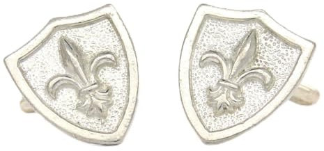 Boutons de Manchette Bouclier avec Fleur de Lys - Fait à la Main en Etain - Fabrication Française