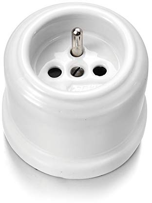 Fontini 30-211-17-2 - Base prise terre française 16a porcelaine blanche pack